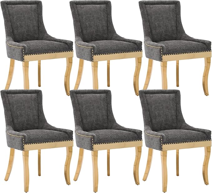 Upholstered Dining Chairs Set of 6, Modern Fabric Side Chairs by MZDOO