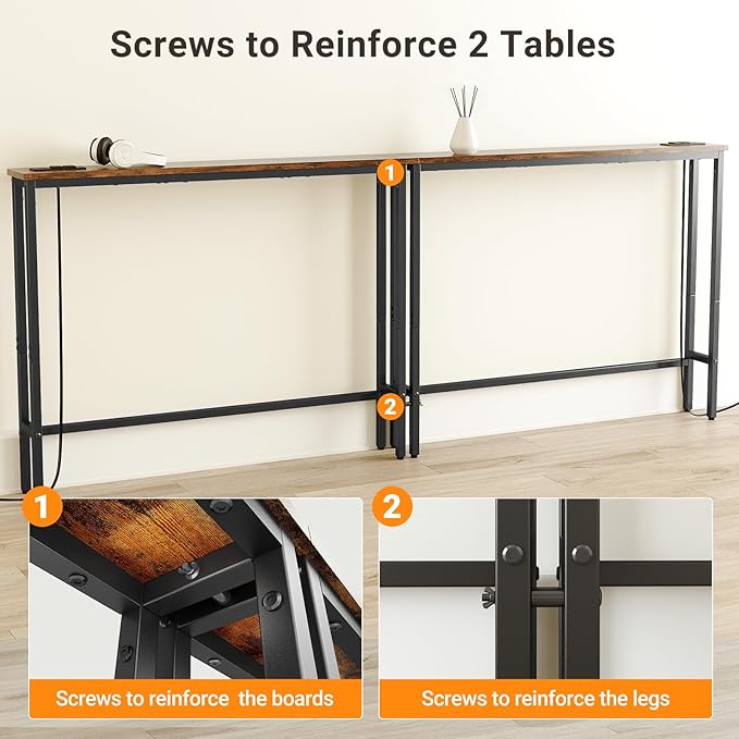 ELYKEN 2 Pack 5.9" Narrow Console Sofa Table - Image 7