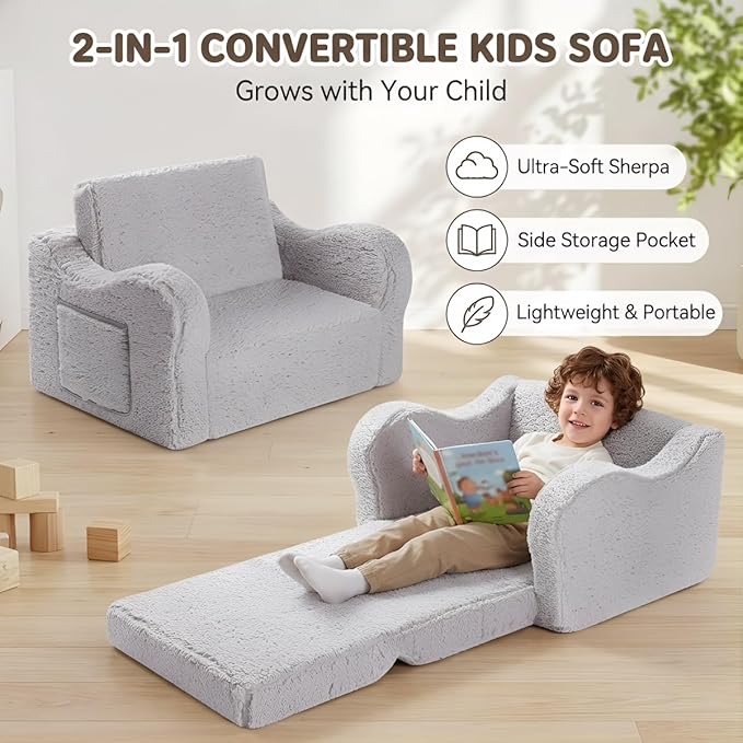 MOMCAYWEX Kids Sofa, 2-in-1 Flip-Out Foam Couch - Image 6