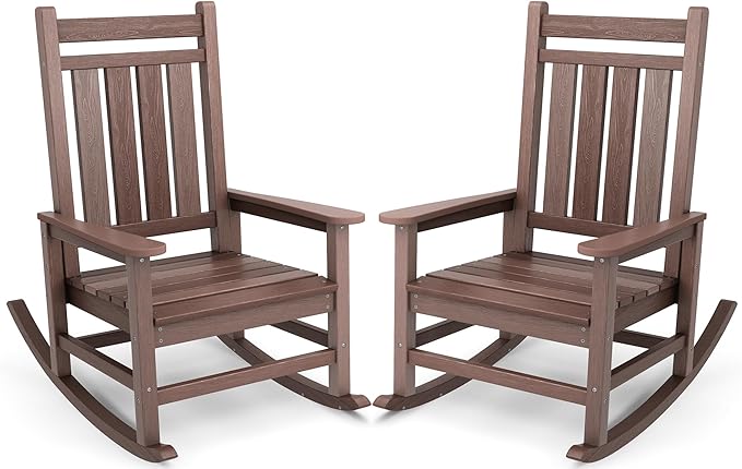 SERWALL Outdoor Rocking Chair Set of 2, HDPE Rocking Chair by SERWALL