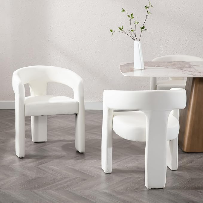 BESTANO Set of 3 Modern PU Leather Upholstered Dining Chairs - Image 4