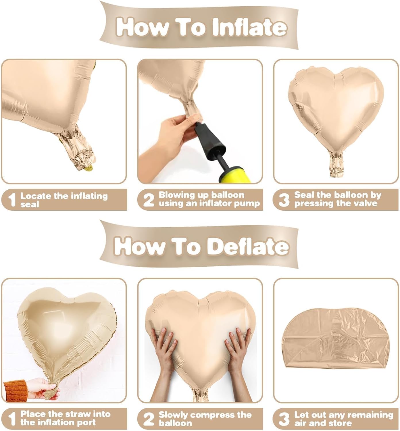 Retro Apricot Heart Balloons, 12Pcs 18 Inch Nude Caramel Helium Love Heart Shaped Neutral Balloons for Engagement Bridal Wedding Anniversary Birthday Party Baby Shower Valentines Day Decorations