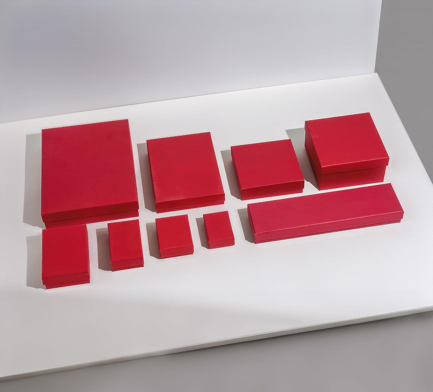 TheDisplayGuys - 25-Pack #53 Kraft Paper Cardboard Gift Boxes/Jewelry Cases w. Cotton Padding & Lid - Matte Red - (5.4" x 3.9" x 1.0")