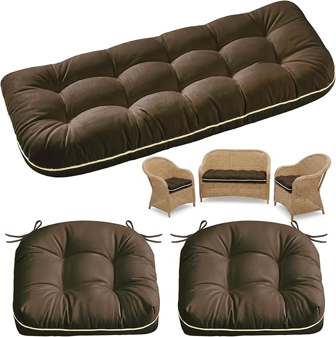 1 MIDDLE ONE Wicker Chair Cushions 3 Pieces Set by 1MIDDLEONE