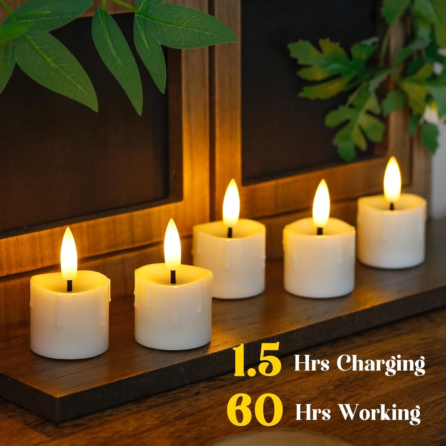 Rechargeable Flameless 1.6" x2.5" Tea Light Candles with Remote & Type-C Charging Cable, Timer LED Flickering Ivory Plastic 9pcs Mini Dripping Wax Votive Tealight Candles