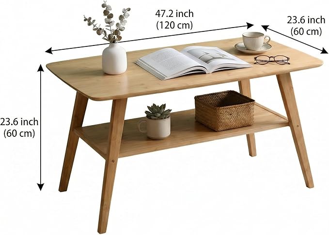 Eco-Friendly Natural Bamboo Coffee Table - Image 3