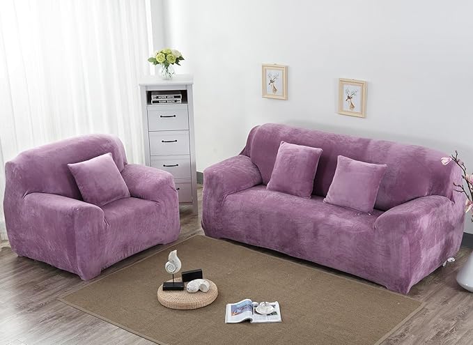 vctops 1-Piece Velvet Plush Stretch Chair Sofa Slipcover Soft Fuzzy Fluffy - Image 2