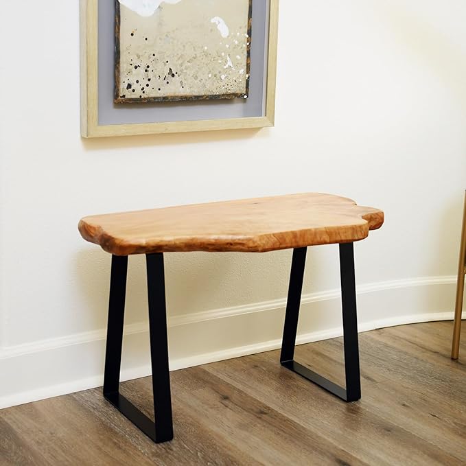 WELLAND Live Edge Cedar Bench, Farmhouse Entryway Bench - Image 4