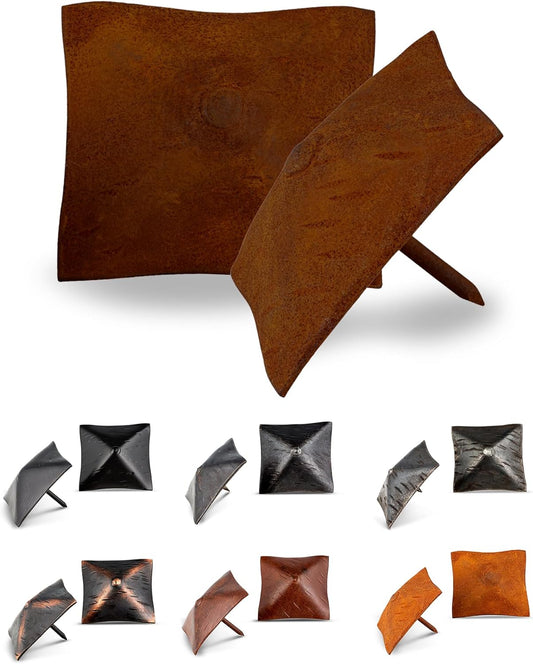 100 Pack 2" Square Head Iron Clavos Decorative Nails – Rusted – Handmade Rustic Square Fasteners for Farmhouse Shutters, Faux Wood Beams, Barn Doors, Shutters, and Gates – Ornamental Wood Accent