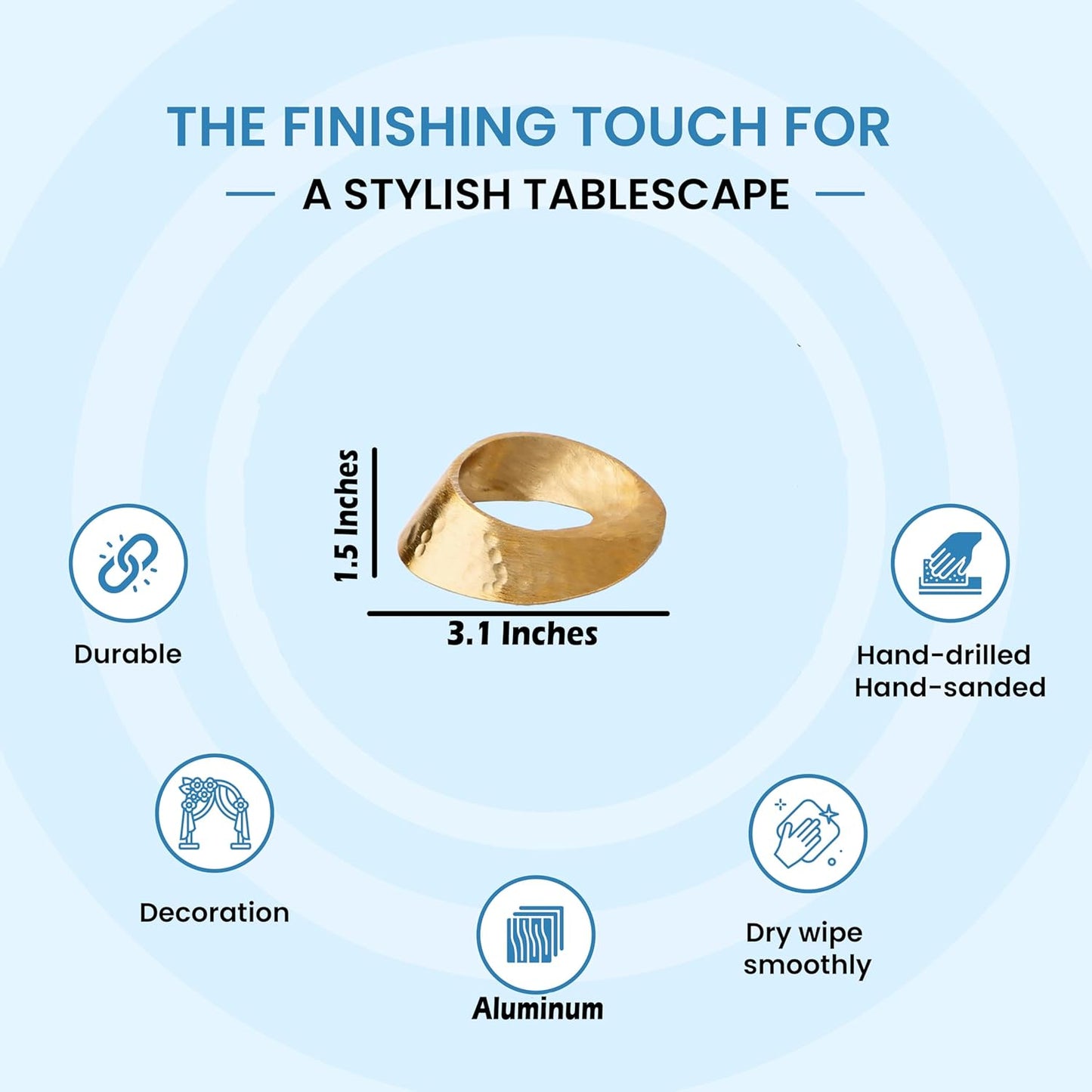 Metal Napkin Rings Set of 12 - Gold Mobius Design for Table Decor, Elegant Napkin Holders for Dinner, Wedding, Party, Holiday, Thanksgiving, Christmas & Everyday Use - ALPHA Living HOME