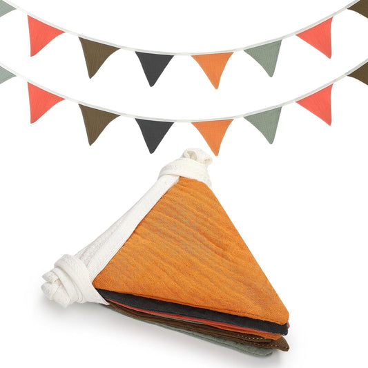 Oudain 15.5 ft Pennant Banner Flags, 2 Pcs Nursery Garland Triangle Bunting Flag Baby Banner for Nursery Decor Baby Birthday Boho Wedding Shower Party Event, Each 7.75 ft(Rustic Color)