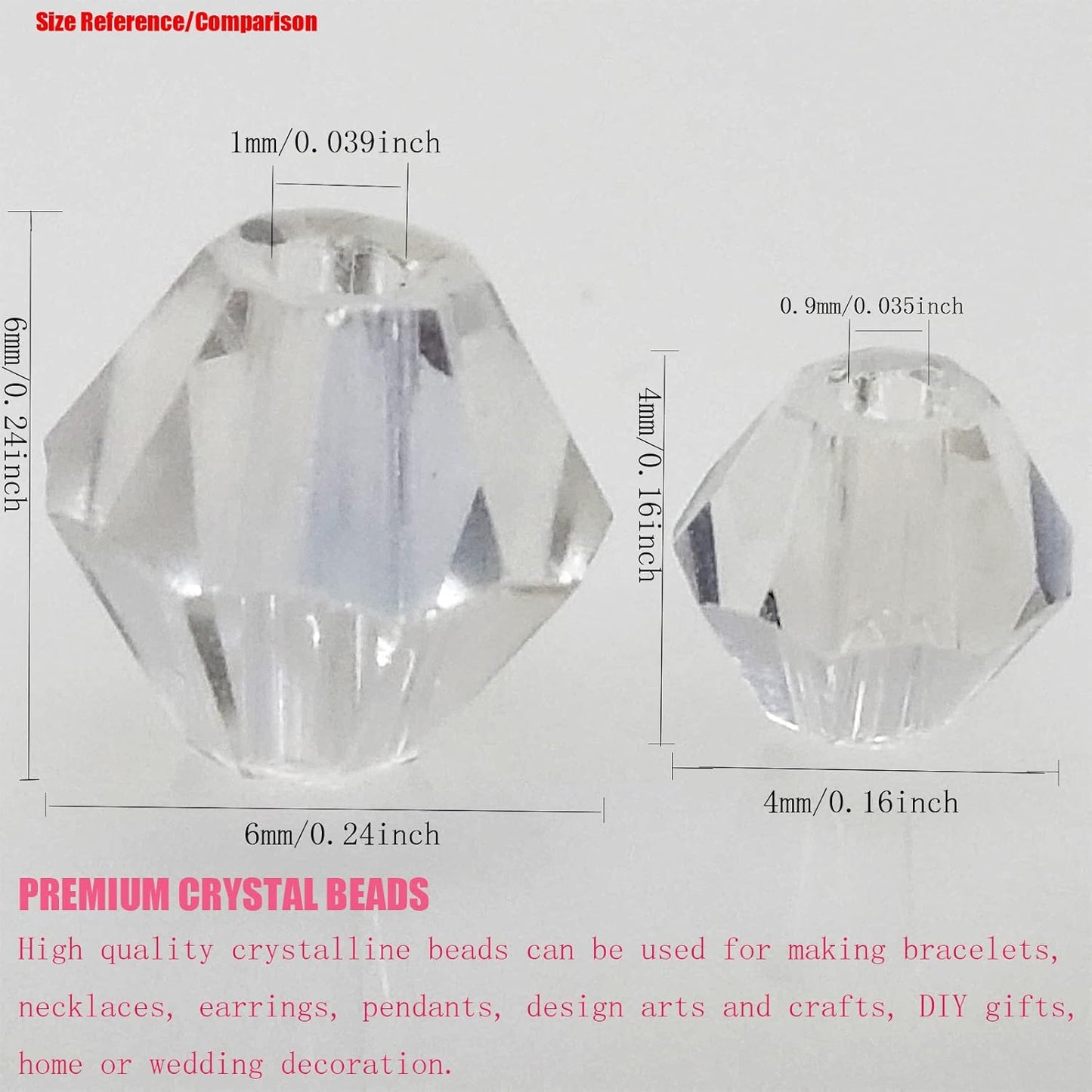 4mm Bicone 1800Pcs White AB Crystal Glass Beads Small Faceted Bicone Shape Crystal Glass Spacer Beads for Bracelet Necklace Decorative Hand Jewelry Making (White AB, 4MM)