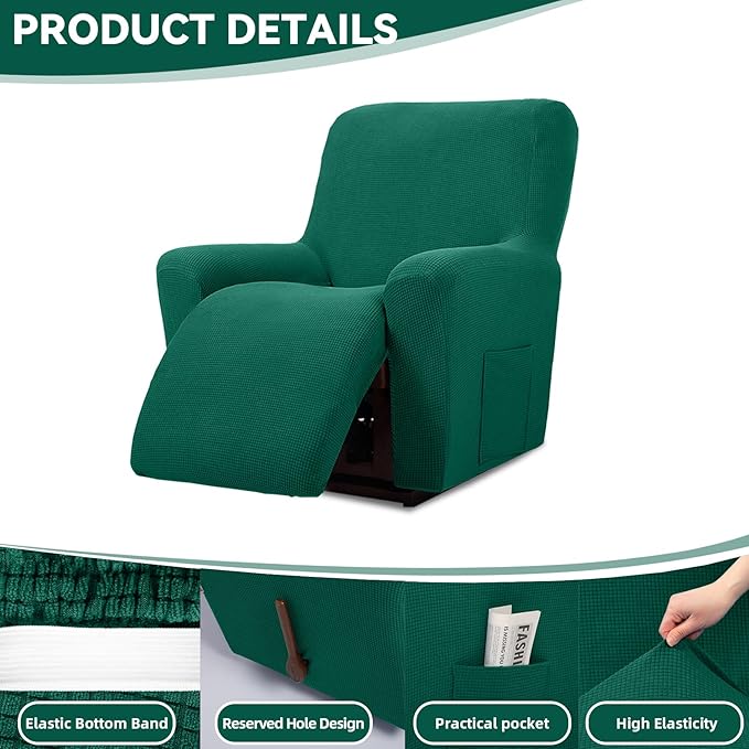 Cupuamon Recliner Chair Covers, Lazy Boy Recliner Covers Stretch Reclining - Image 4