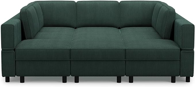 Belffin 9 Seats Corduroy Modular Sectional Sofa, Comfy Upholstered Sectional - Image 9