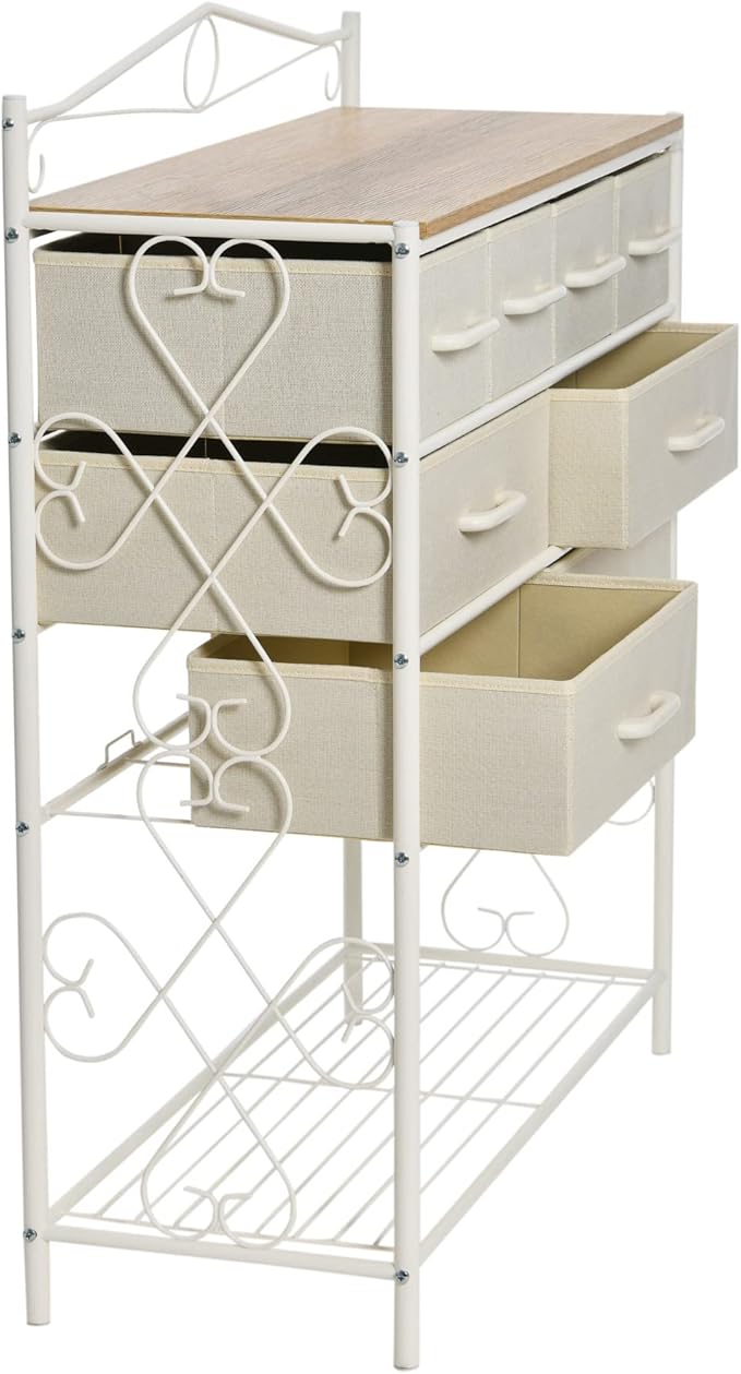 Household Essentials Coastal Oak & Iron Vintage 8-Drawer Sideboard - Image 5
