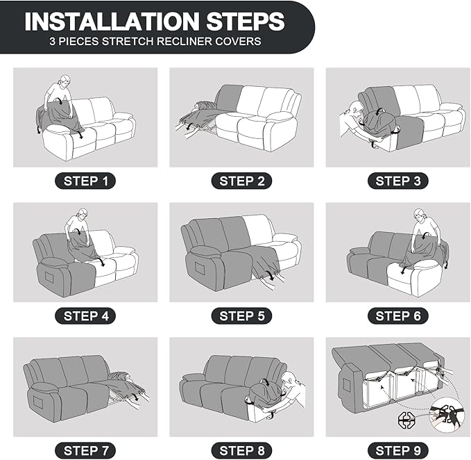 Timeles Recliner Covers for 3 Seater Reclining Couch Covers Sofa Slipcover - Image 6