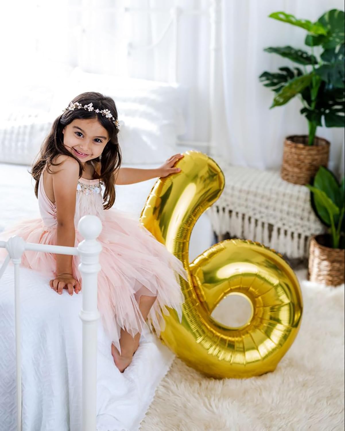Gold Number 6 Balloons,40 Inch Giant Number 6 Balloons Foil Mylar Helium Gold Number Balloons for 6th 16th 26th 60th 66th Birthday Party Supplies Anniversary Event Celebration Decorations