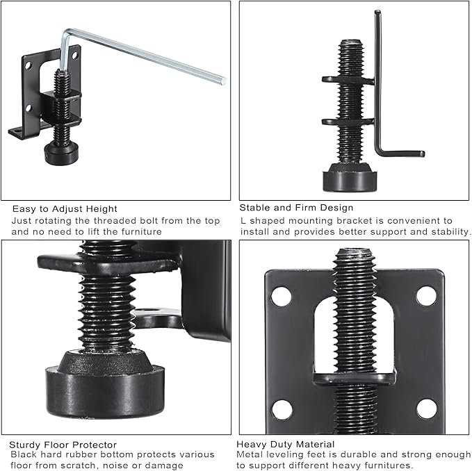 OwnMy 4 Packs Adjustable Furniture Leveling Feets L Shaped Furniture Levelers - Image 5