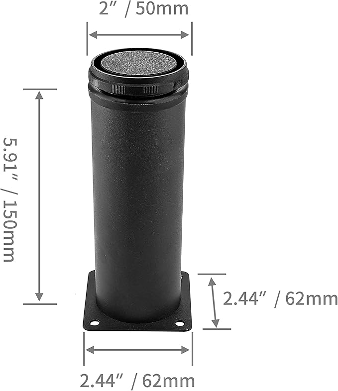 Set of 4 Stainless Steel Furniture Legs 6 Inch, Adjustable Round Cabinet Legs - Image 4