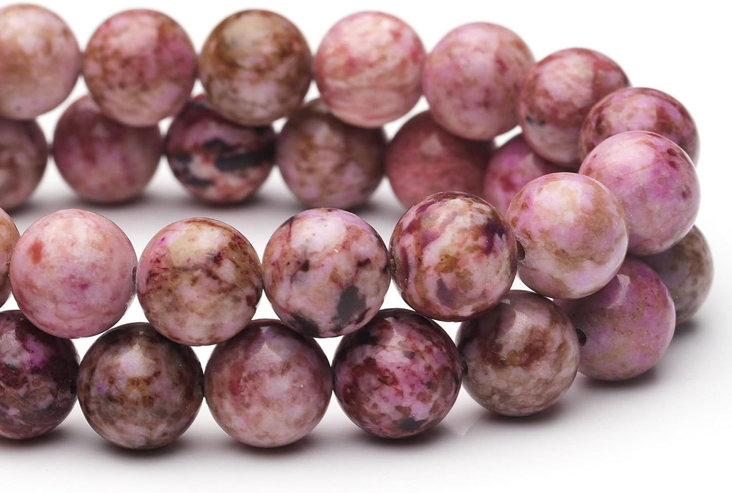 10mm Natural Stone Beads for Jewelry Making,Pink Imperial Turquoise Polished Smooth Round Gemstone Beads for Bracelet Necklace 15 Inch