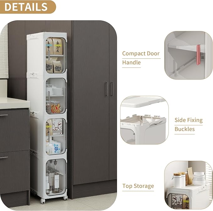 3-Tier Tall Narrow Storage Cabinet, Slim Bathroom Storage Cabinet - Image 4