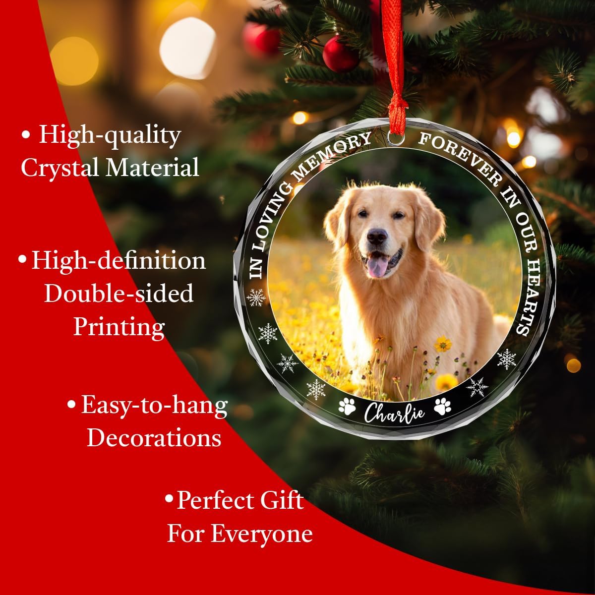 Personalized Dog Memorial Glass Ornaments, Pet Sympathy Gifts, Pet Remembrance Ornaments, Loss of Puppy Remembrance, Passing Away Gift, Dogs Lover Sympathy Gift 2025 (P3)