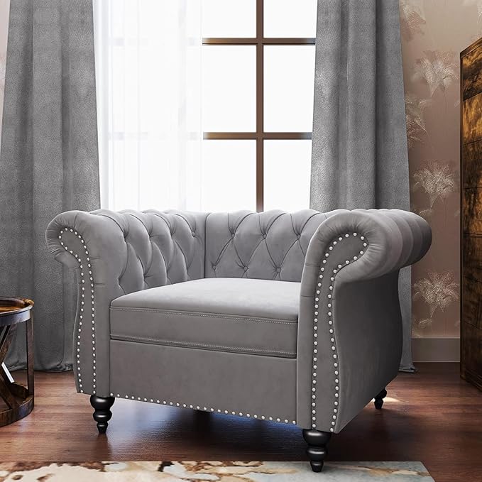 Mid-Century Sofa Chair, Velvet Accent Chair - Image 6