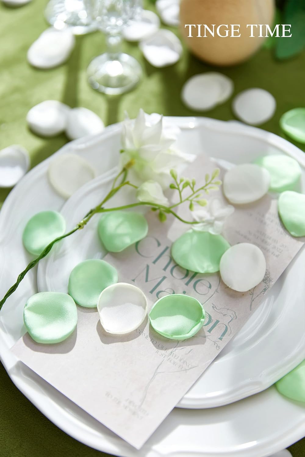 TINGE TIME 400pcs Silk Flower Petals for Wedding, Rose Petals for Decoration, Fake Flower Petals for Bridal Showers, Flower Girl Petals for Anniversaries and Parties (Mint Green)