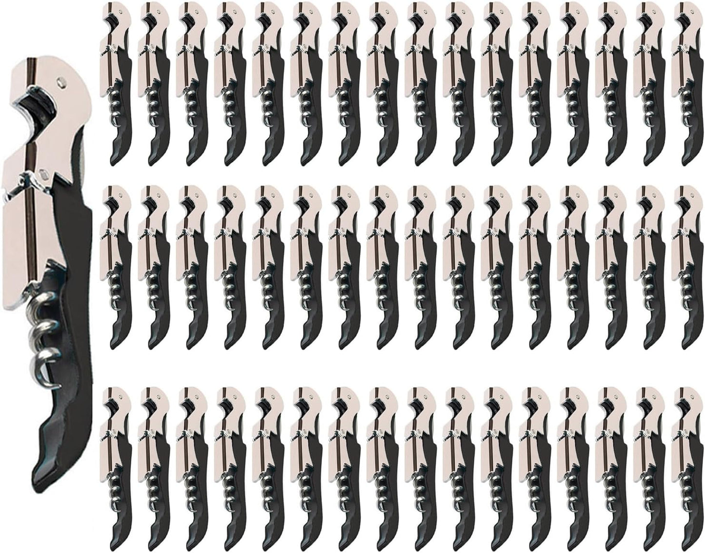 Professional Waiter Corkscrew Wine Openers Set (50 PCS),Upgraded with Heavy Duty Stainless Steel Hinges Wine Key for Restaurant Waiters, Sommelier, Bartenders