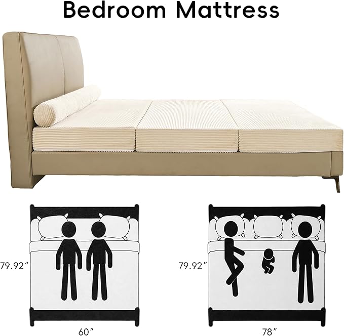 5-in-1 Convertible Sofa Bed, Corduroy Futon Couch Sleeper - Image 7
