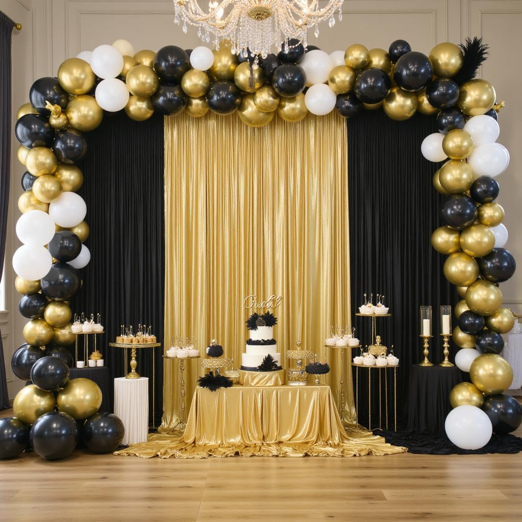 Outpain 10x14ft Gold Sequin Backdrop Curtains -Heavy Duty Gold Photography Backdrops with Non-Shedding Glitter, Wrinkle-Free Stage Drapes for Wedding/Christmas/Studio Shoots (5x14ft 2 Panels)
