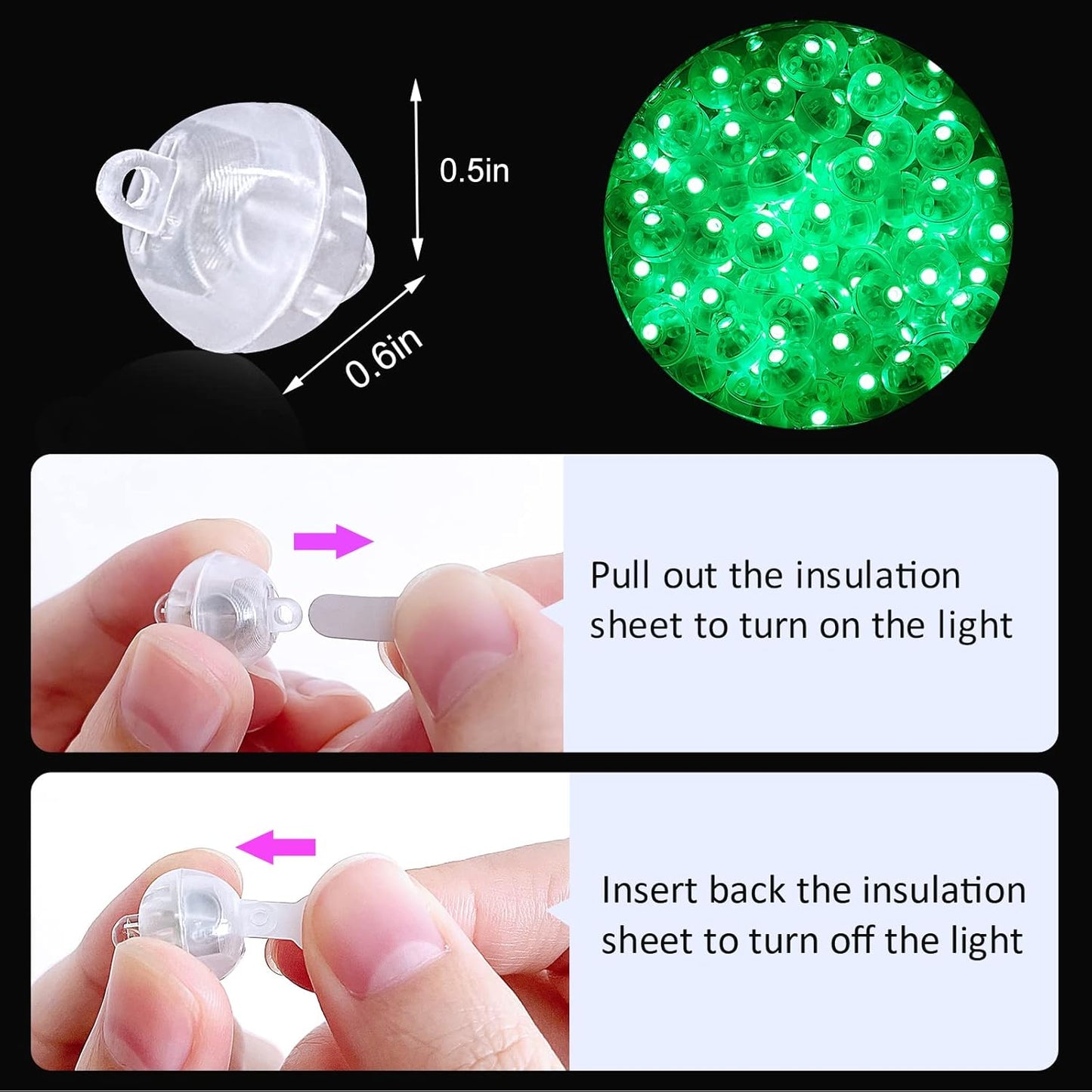 100PCs Mini Led Lights, Led Balloons Light for Neon Party Lights, Paper Lanterns, Easter Eggs, Birthday Party, Wedding, Halloween, Christmas Decoration (Glow Steadily Green)