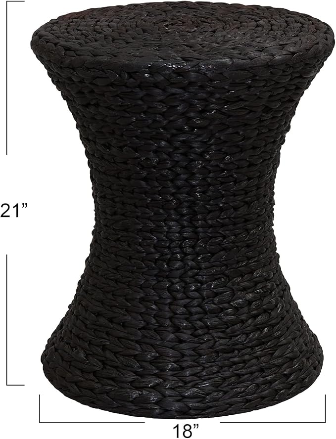 Household Essentials Hourglass Water Hyacinth & Iron Side Table, Stained Brown - Image 3