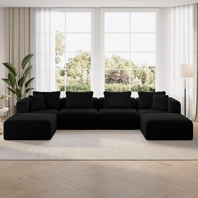 Novilla 141" Modular Sectional Sofa, Modern Cloud Sectional Couch by Novilla