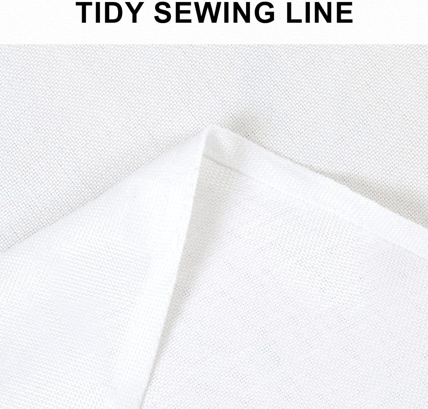 Hiasan Round Linen Tablecloth 60 Inch - Wrinkle and Stain Resistant Washable Polyester Fabric Table Cloth for Dining Room Kitchen Party, White