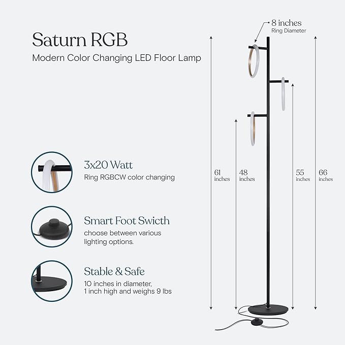 Brightech Saturn Modern Color Changing Floor Lamp - Image 5