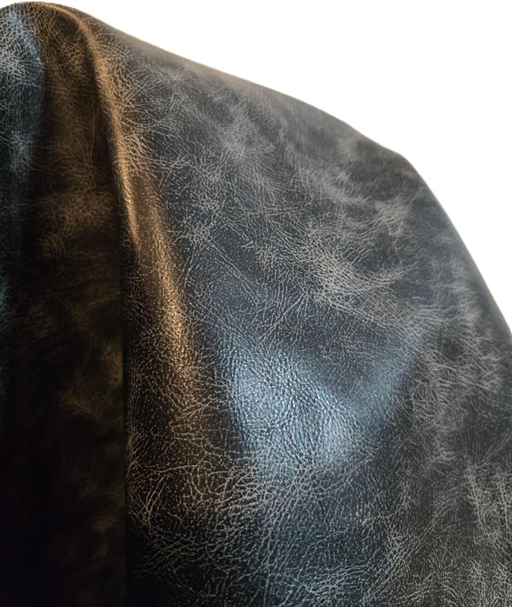 Black Vintage Distressed Soft Faux Leather Fabric PU Peta Approved Vegan - Image 6