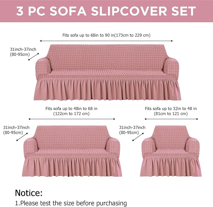 Fanfanwin 3 Pcs Sofa Slipcover Set - Image 2