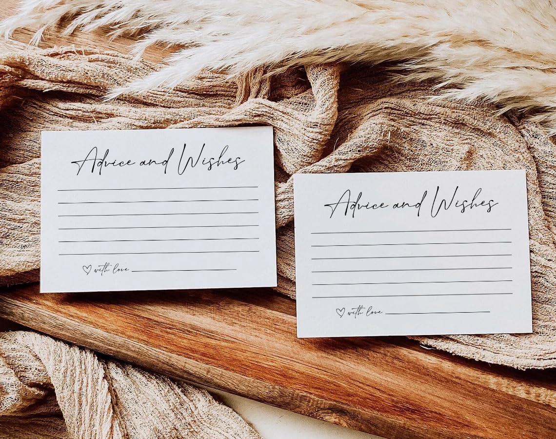 GardenCity Advice and Wishes Cards for Any Event – Well Wishes & Wedding Advice Cards for Bride & Groom, Wedding Reception, Baby Shower, Birthday, Graduation, or Retirement, 50 Pack, Minimalist