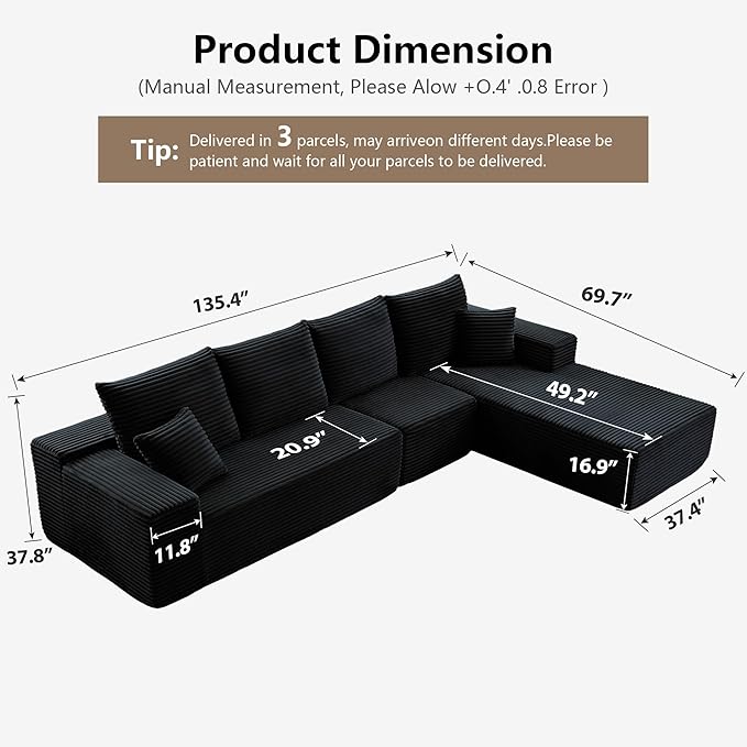 135" Cloud Sectional Couch - Image 2