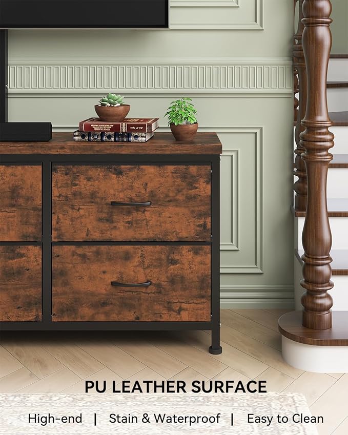 TV Stand with Mount, Fabric Dresser with 6 Drawers - Image 6
