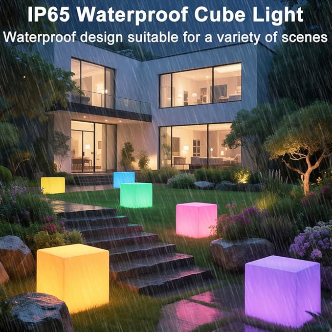 LED Cube Chair for Kids, 14-Inch RGB Color Changing LED Cube Seat w/ Remote - Image 5