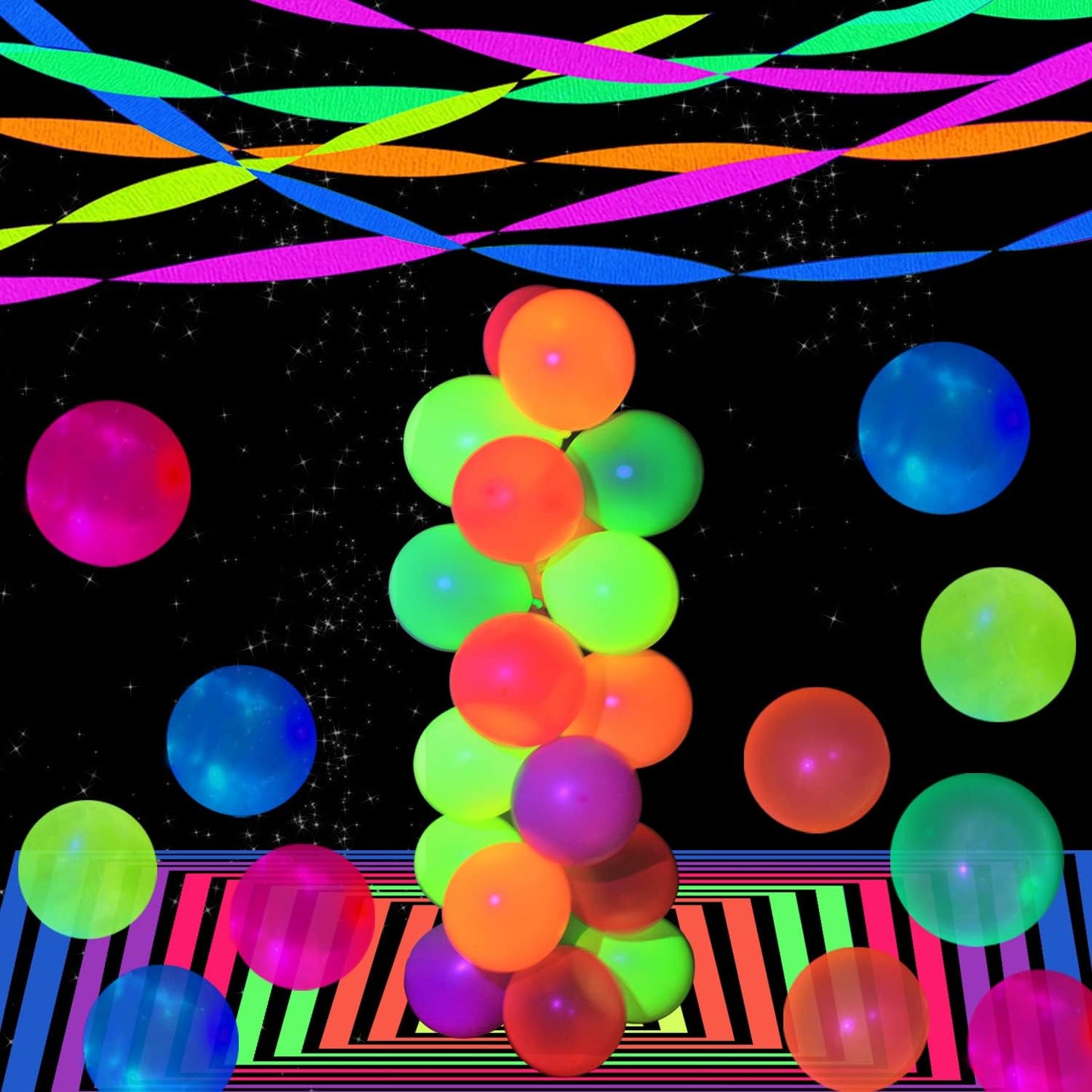 1200 feet Glow Crepe Paper Streamers UV Glow Party Neon Streamer Black Light Reactive Fluorescent Neon Paper Party Streamers Glow in The Dark Wedding Birthday Blacklight Party Decorations