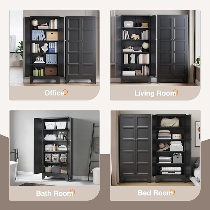 Yizosh Metal Pantry Cabinet, - Image 5
