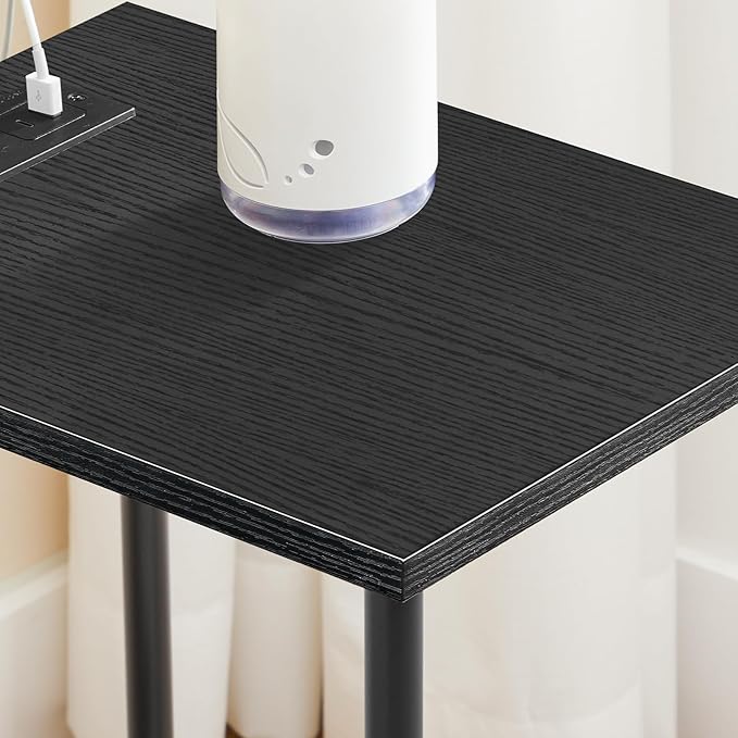 HOOBRO Side Table with Charging Station, Nightstand with 2-Layer Storage Shelves - Image 7