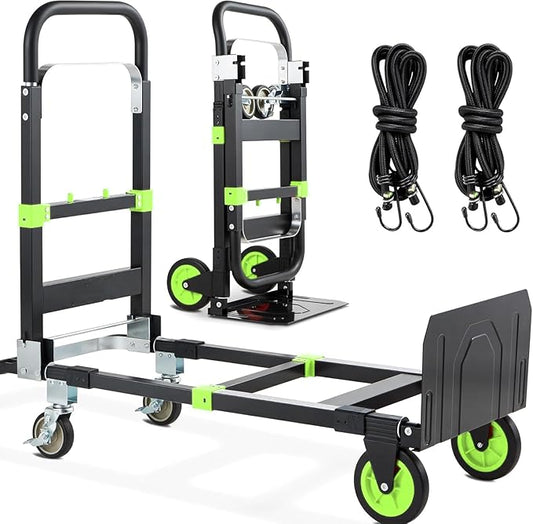 3-in-1 Folding Hand Trucks, 600Lbs Convertible Hand Truck Dolly, Heavy Duty by COOCHEER