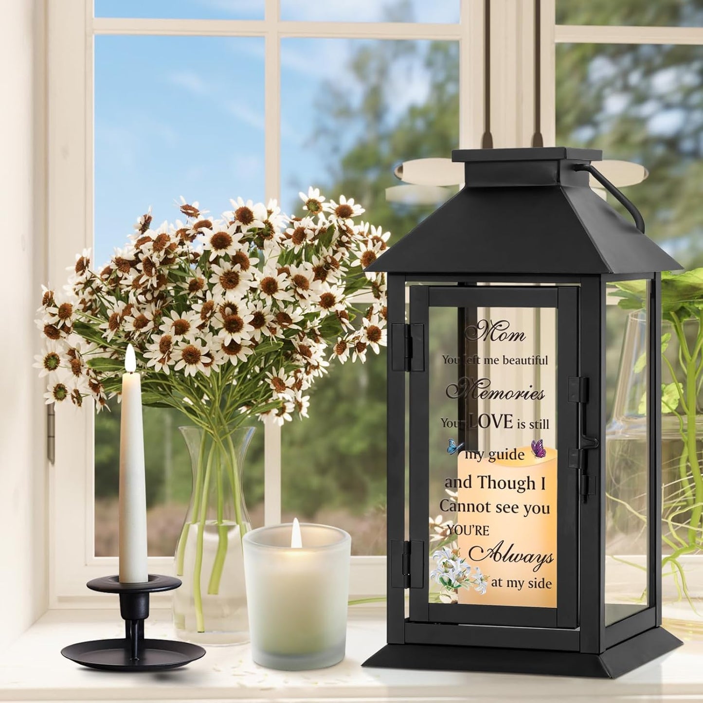 Memorial Lantern Bereavement Gifts in Memory of Loved One Memorial Gifts for Loss of Mother Remembrance Sympathy Gifts for Loss of Loved One with LED Candle and Remote HNGlantern1104