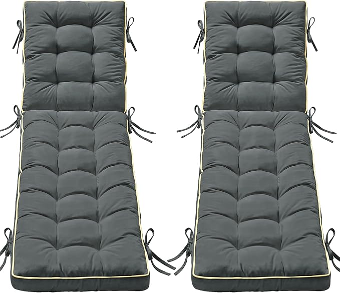2 Pack 80x26 Inch Folding Chaise Lounge Cushion Quick Dry by AMCATON