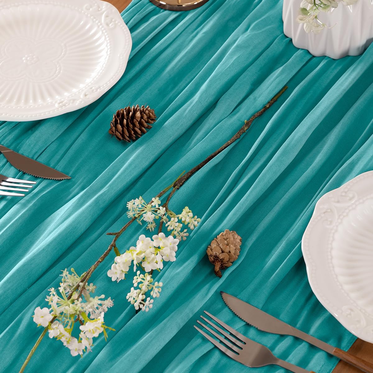 Teal Table Runner Cheesecloth Table Runners 10FT Farmhouse Table Runners 120 Inches Fall Table Decor Dining Room Centerpiece Wedding Boho Baby Shower Birthday