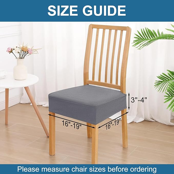 Smiry Waterproof Seat Covers for Dining Room Chairs Set of 2, Stretch Jacquard - Image 2